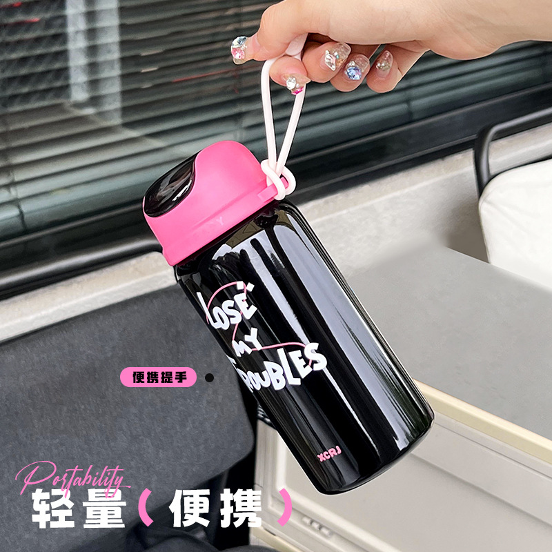 New 304 stainless steel anti-drop outdoor portable thermos cup with high appearance level, ladies' water cup with straw Specification drawing