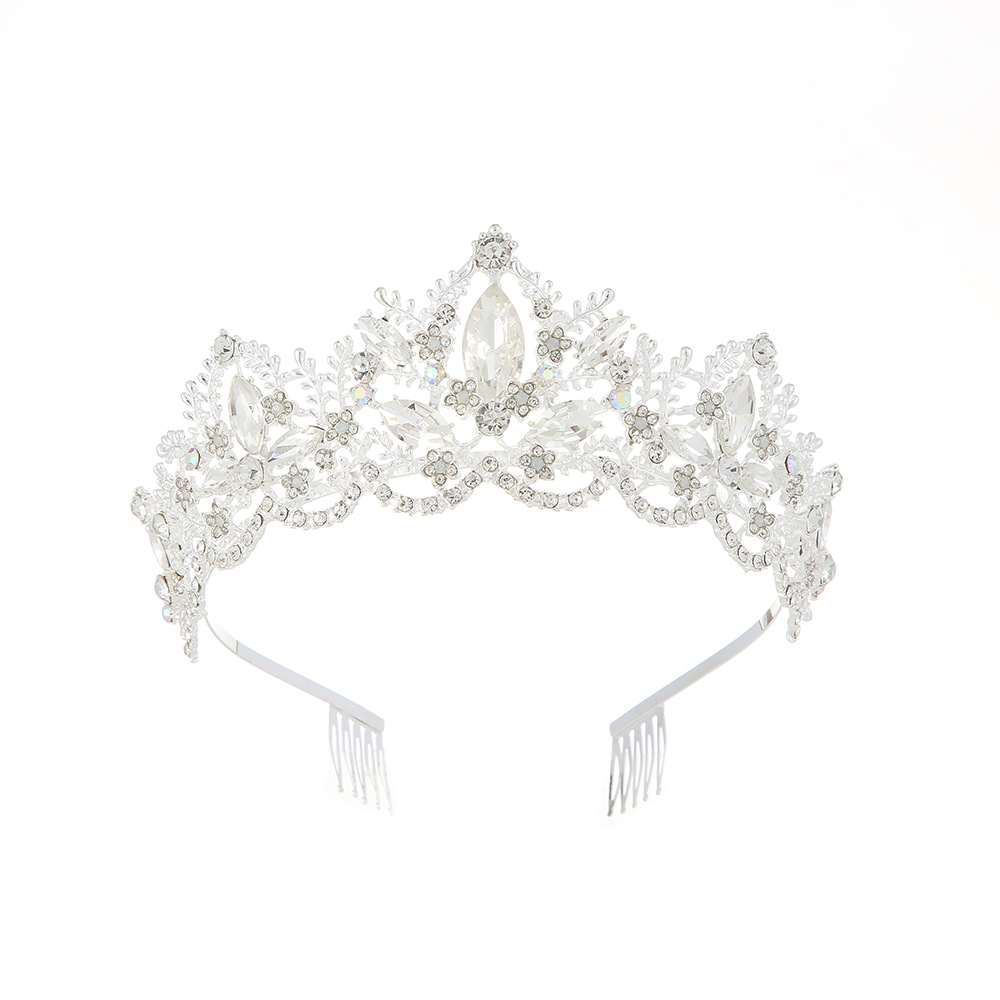 Cross-border European and American bride crown wedding dress, crown hair accessory, coming-of-age ceremony, birthday party hair band, headwear Specification drawing