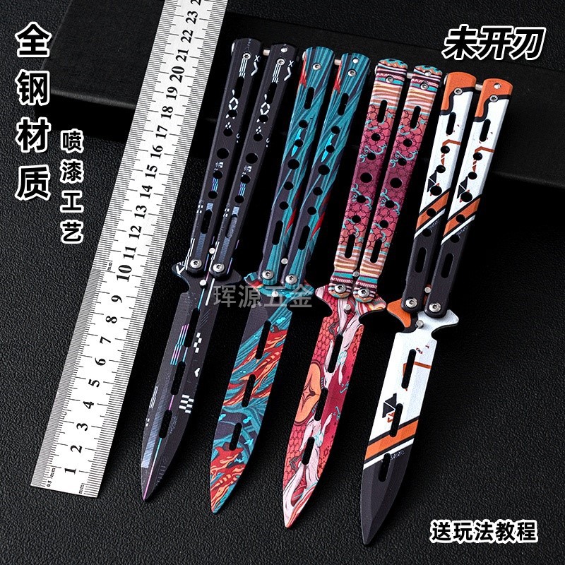 Factory wholesale and direct sales of patterned butterfly knives, training knives, swing knives, all stainless steel uncut safety folding knives Application Scenario