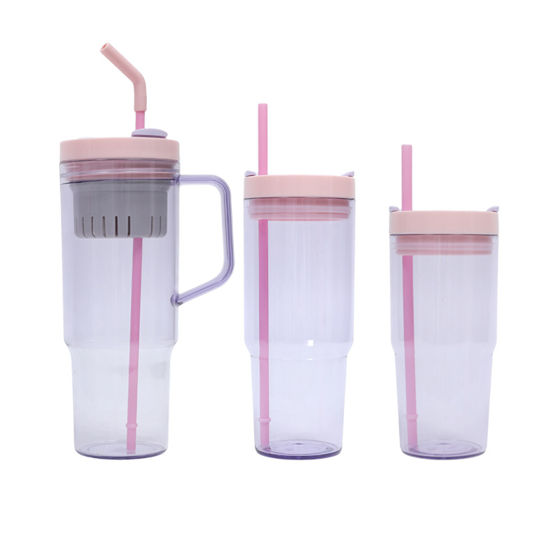 2025 Cross-border New 40oz handle car cup Beer mug three-piece set Portable with straw plastic handle cup Item Picture