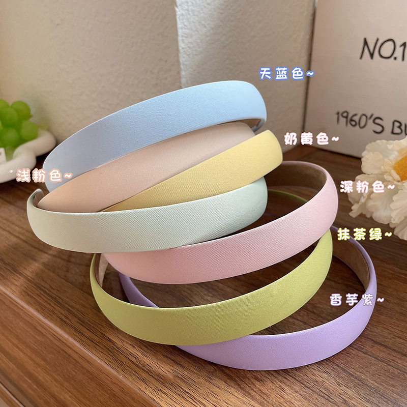 Simple style basic hair band, sweet single color, versatile, special for makeup and face washing when going out, anti-slip and hair-pressing net, summer headband full figure