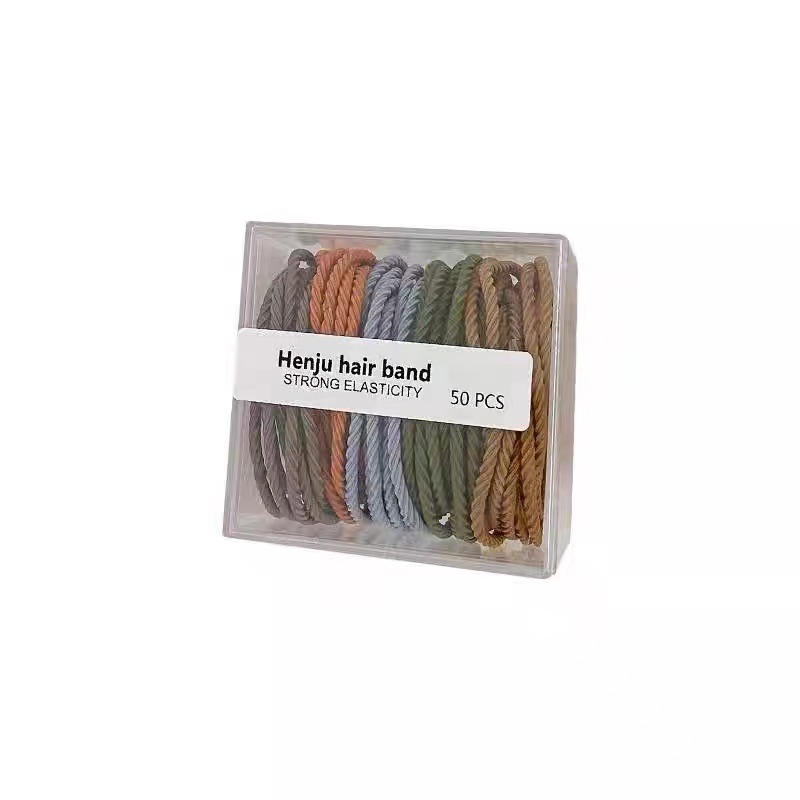 Hair tie with storage box, female Morandi color hair tie, durable and won't damage hair, high-elasticity leather band hair accessory and headwear Item Picture