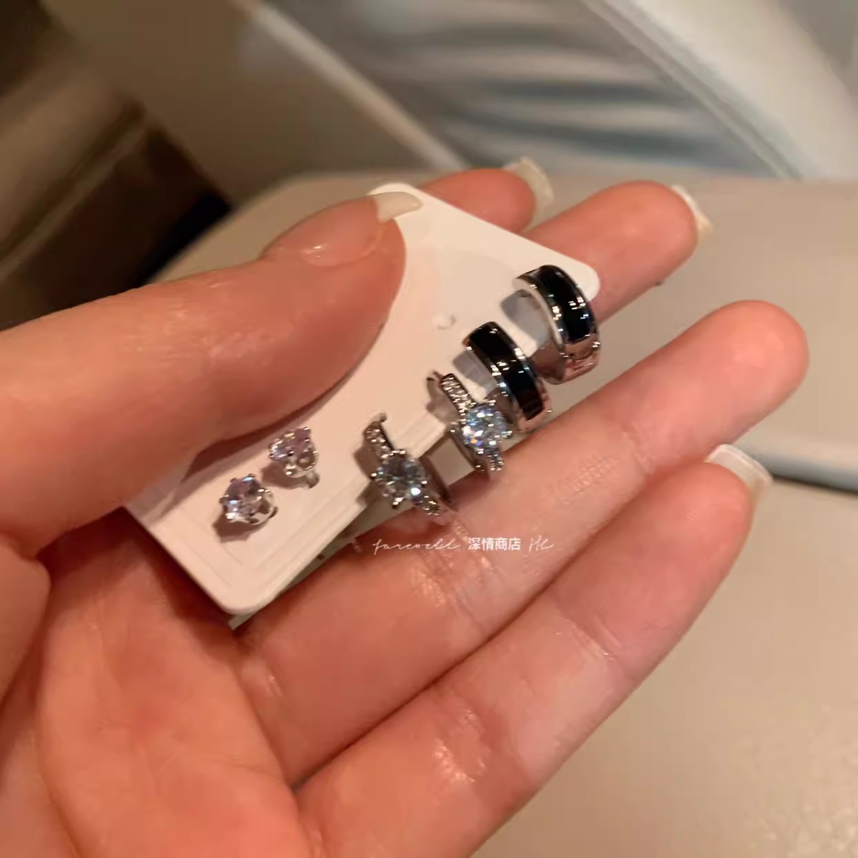 6 piece set! Niche design, high-end feel, female bestseller, exquisite zircon stud earrings, new trend in 2024 Specification drawing