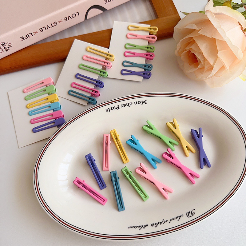 New candy-colored bb hair clips, children's color seamless hair clips, broken hair side bangs hair accessories, headwear for women details Picture