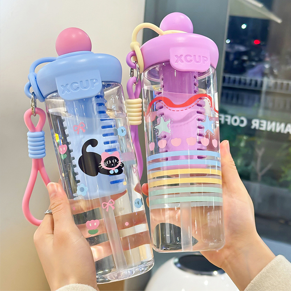 Women's water cup with large capacity 2025 new model, high appearance level, summer portable travel cup with filter, tea brewing straw cup Specification drawing