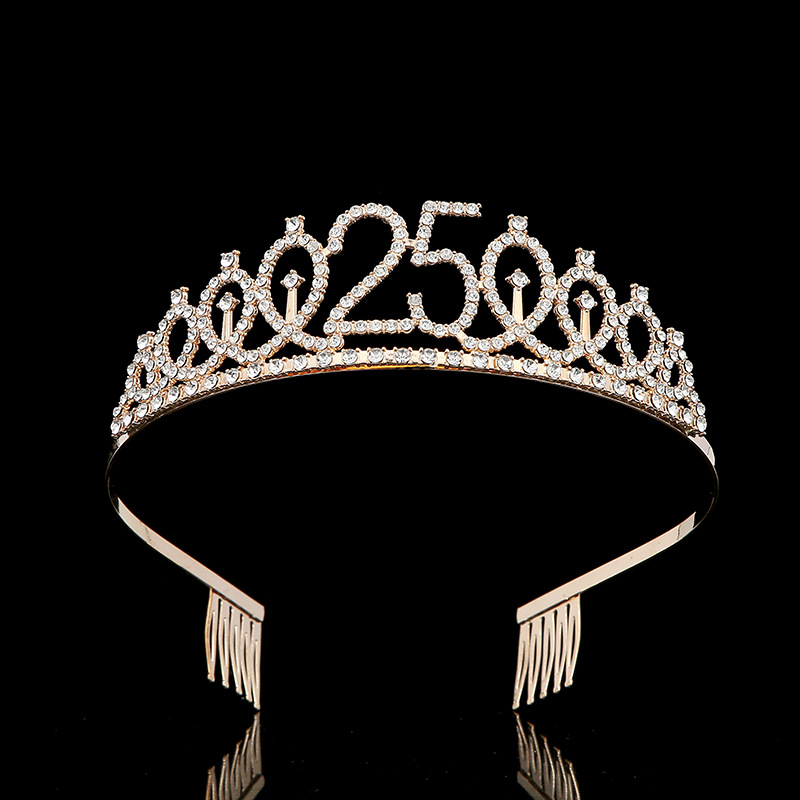 Birthday party digital crown hair band, light luxury water diamond hair accessory, first birthday digital birthday hair band, birthday cake decoration full figure