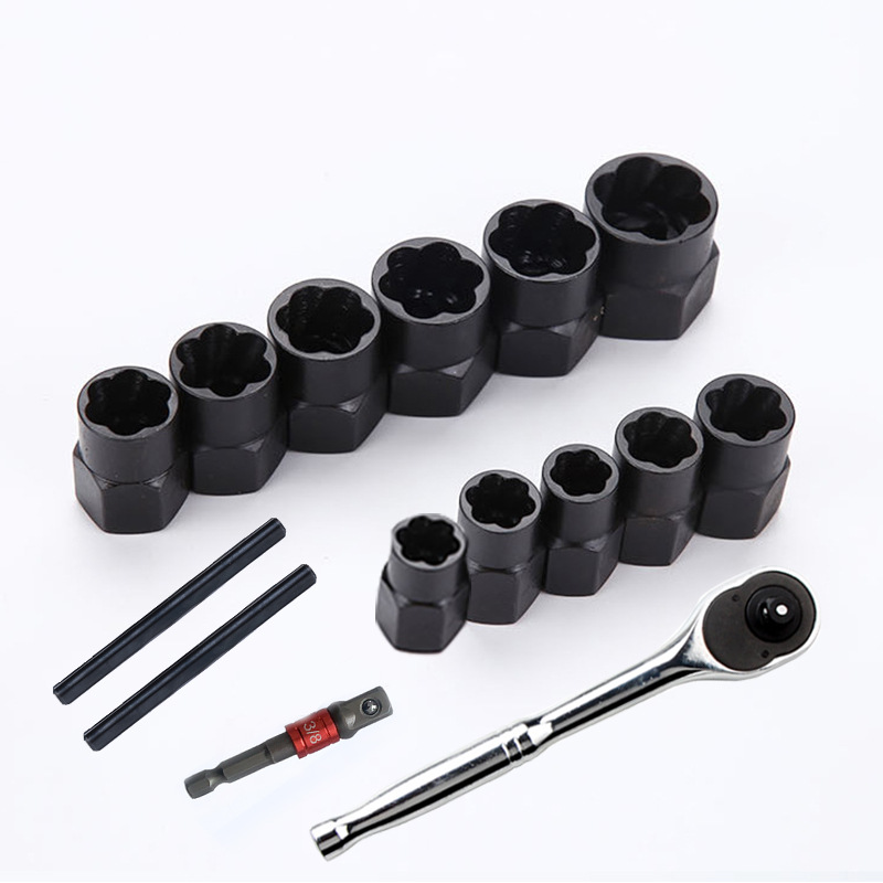 The 15pcs set of damaged nut and bolt remover is a convenient and professional tool for removing broken nuts details Picture