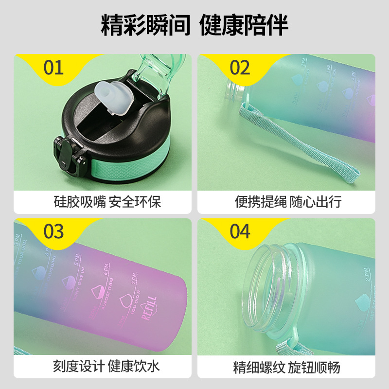 Customized water cups, straw cups, frosted cups, gradient color large-capacity water bottles, outdoor sports water cups, straw plastic cups Application Scenario
