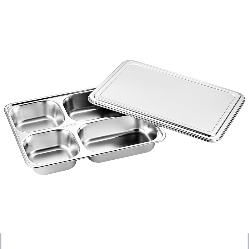 Chinese-style thickened compartments with LIDS lunch boxes for students, adults and children, school lunch boxes, 304 stainless steel fast food plates Application Scenario