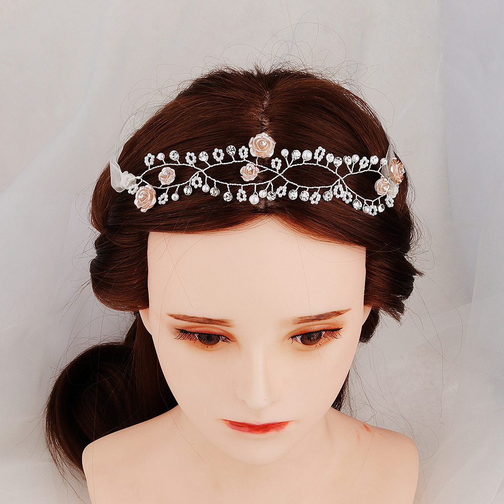 miallo's original design of girls' hair accessories, European and American wedding flower girl headwear, handcrafted flower beaded children's hair bands details Picture