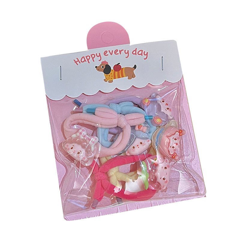 Cute cartoon fabric thumb ring hair tie for children and babies that won't hurt their hair. Bow and small rubber band to tie the little chirping hair tie Item Picture