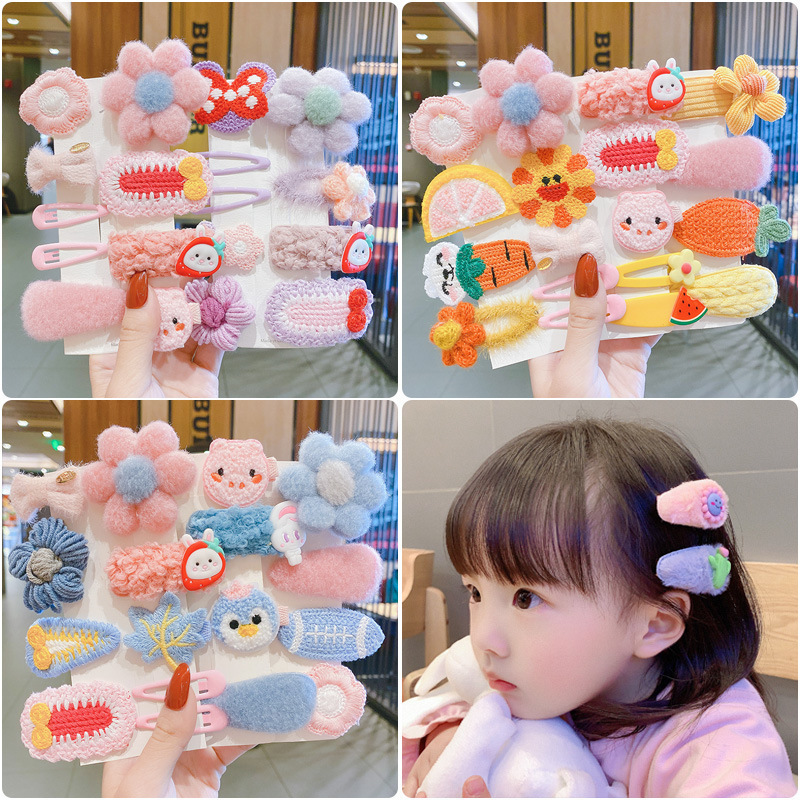 Autumn and winter children's hair clips, cartoon plush hair clips, cute baby hair clips, headwear, Korean princess girls' hair accessories Specification drawing