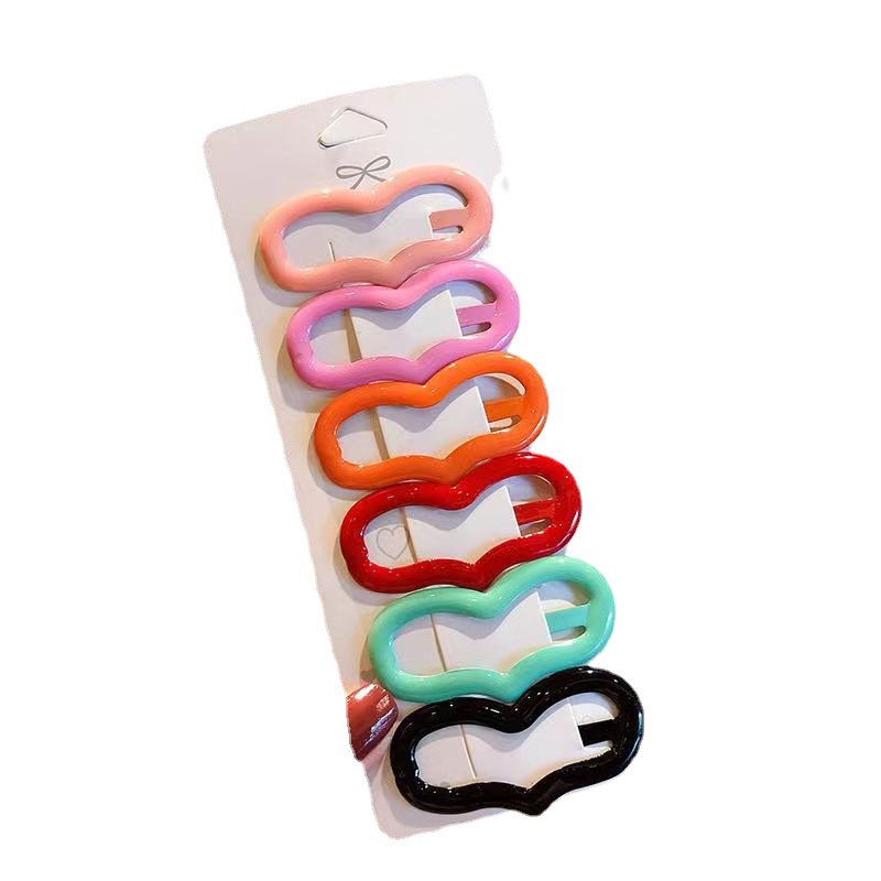 Korean macaron heart-shaped baked paint hair clips, bb clips, large clips, candy-colored glossy triangular star bangs hair clips Item Picture
