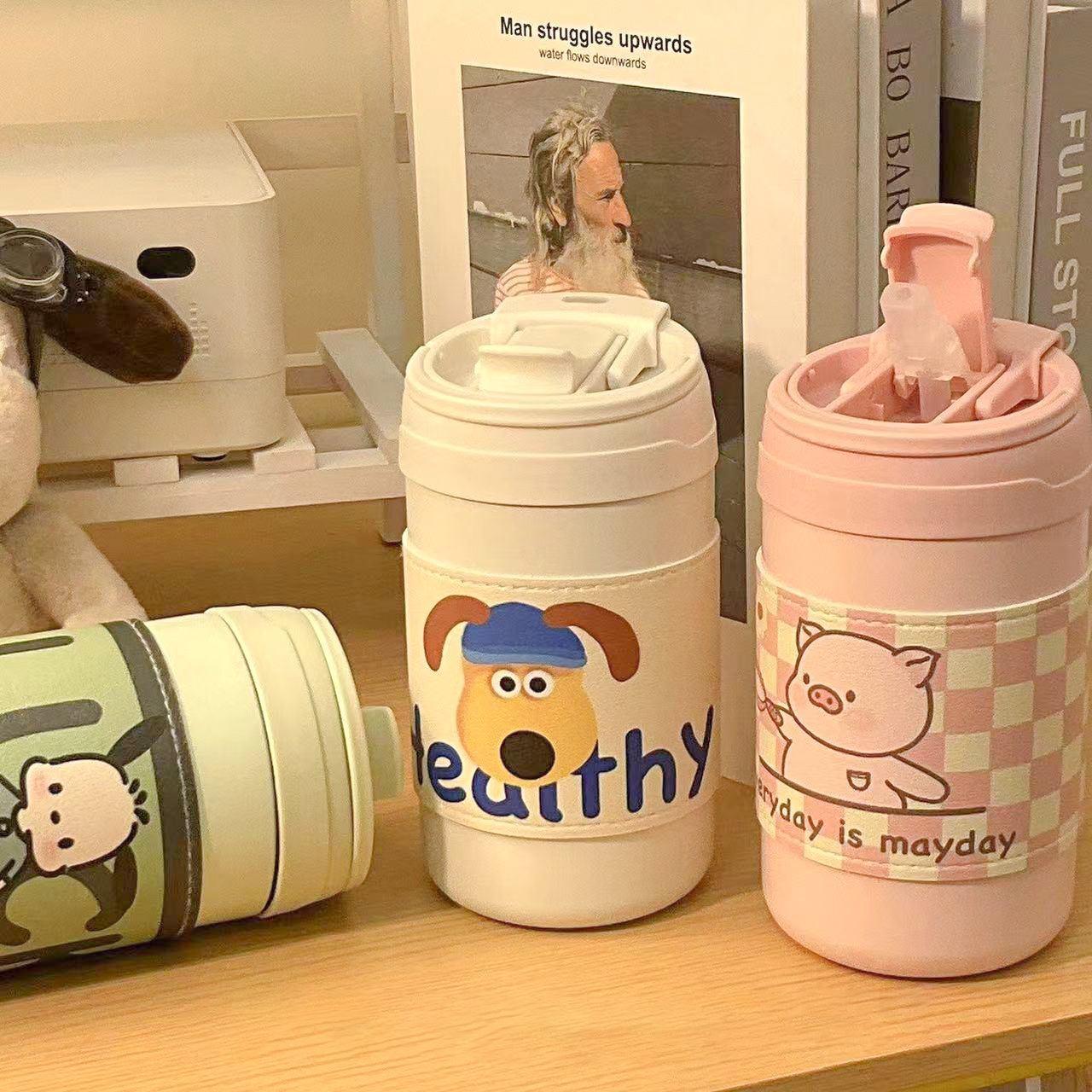 High-temperature resistant dog repair water cup, ins high appearance level, cartoon cute, food-grade plastic straw cup, large-capacity water cup details Picture