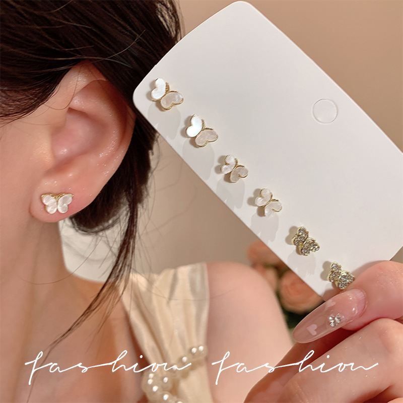 Fashionable butterfly Zircon set stud earrings for women, a new bestseller in 2025, with a light luxury design sense and elegant earrings full figure