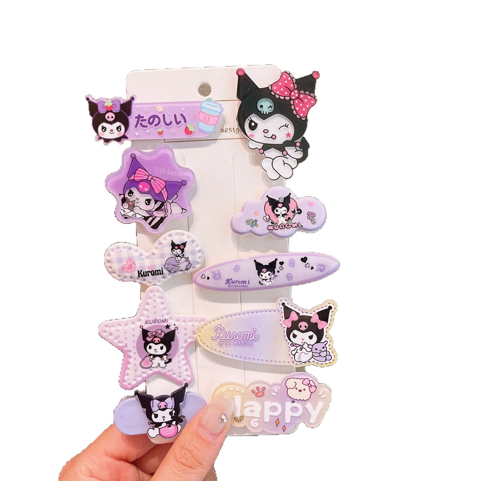 Kulomi cartoon children's hair accessories Acrylic kt cat hair clips, girls' hair clips, cute princess bangs small hair clips Item Picture