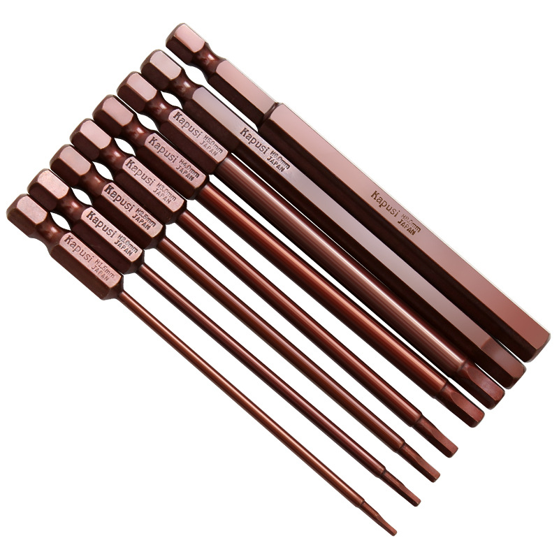 Kapusi pneumatic S2 red hexagonal air screwdriver bit extended magnetic electric screwdriver bit screwdriver, electric drill head Item Picture