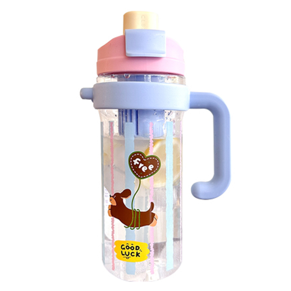 Large-capacity handle water cup, high appearance level plastic straw cup for girls, new summer tea-making style, desktop office ice cup Item Picture
