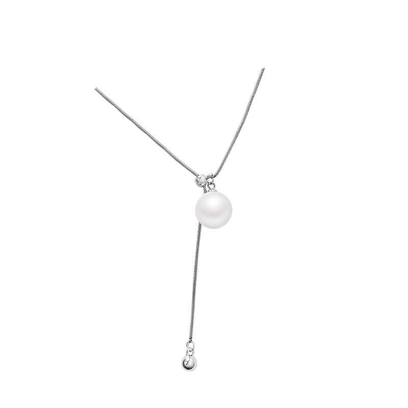 Pull-out long pearl necklace, a unique design for women, French retro style, simple and versatile, elegant necklace Item Picture