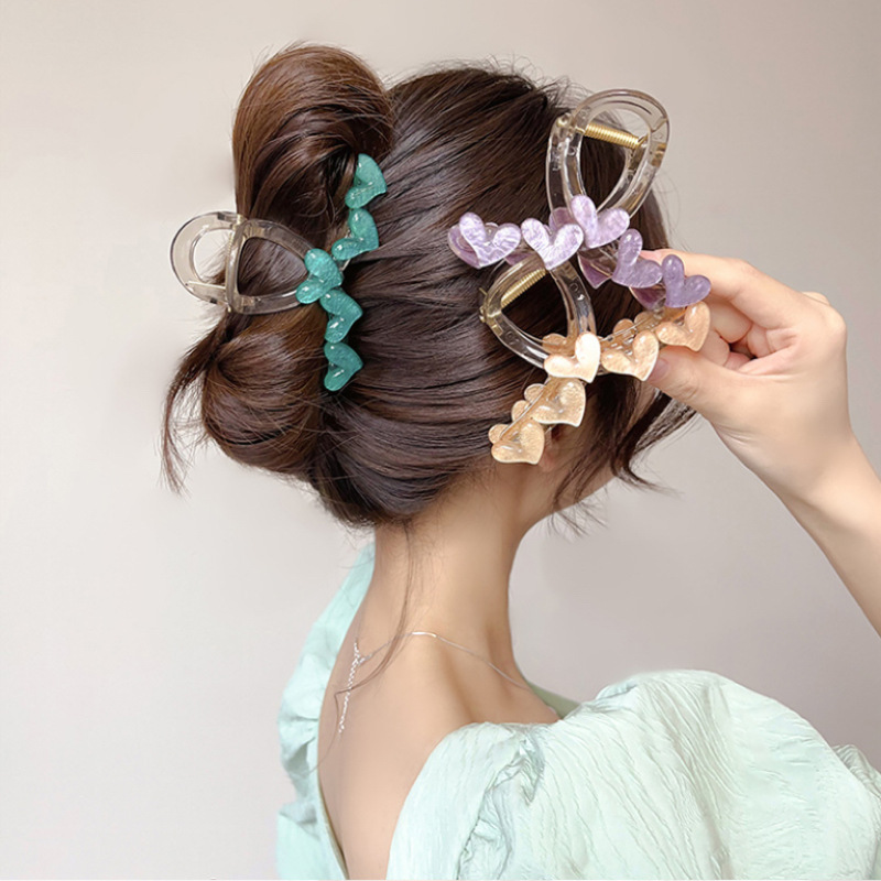 Jelly Heart Grabber Women's 2024 New high-end simple clip headwear, hairpin, shark clip hair accessory at the back of the head details Picture