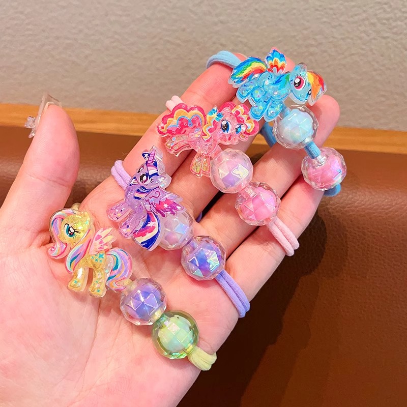 Diamond-cut cartoon My Little Pony with knotted rubber bands, cute headwear, hair bands, student hair accessories, high-elastic hair ties, girls Specification drawing