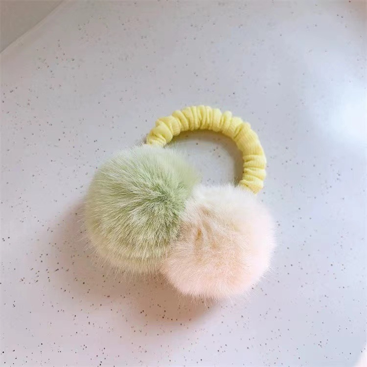 New autumn and winter fluffy hair bands, children's high-elasticity hair ties, princess cute rubber bands, baby pom-ball hair ties Specification drawing