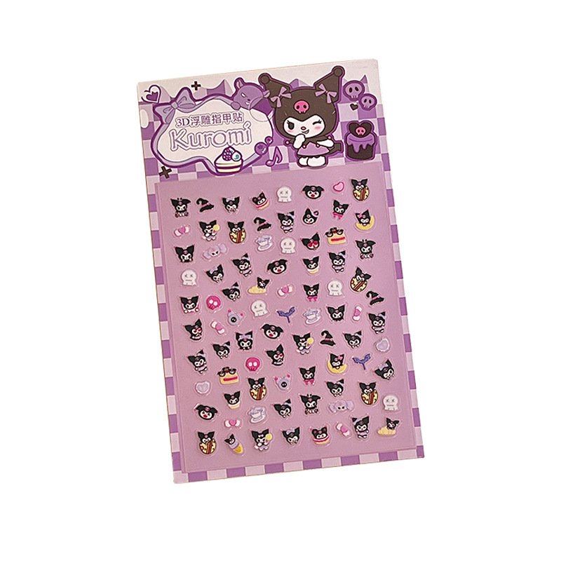 3D embossed cute children's cartoon Sanrio nail stickers, girls' waterproof nail art patches, self-adhesive decorative stickers Item Picture