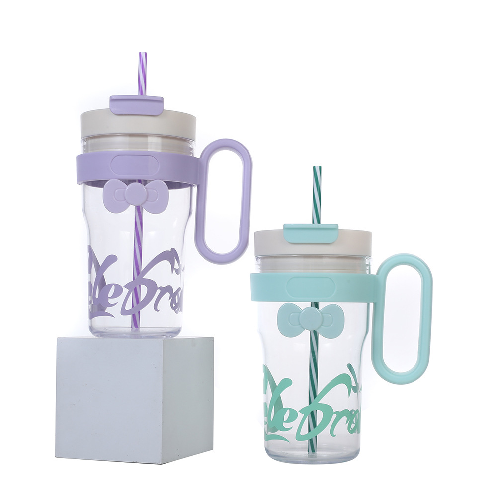 2025 New cross-border Amazon factory direct supply large-capacity plastic straw cup for direct drinking, creative water cup with high appearance level Specification drawing