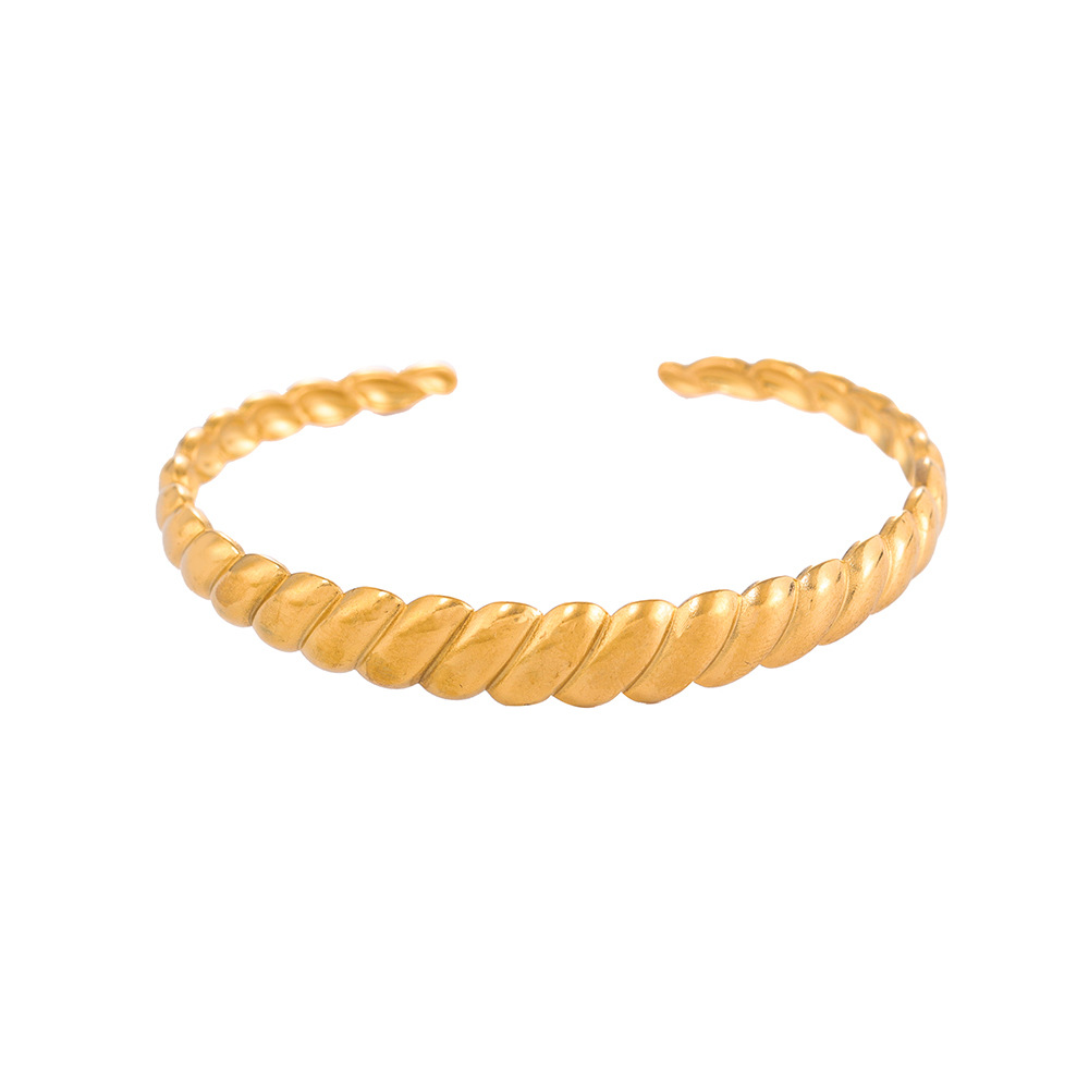 Cross-border European and American titanium steel bracelet for women, no color fading, adjustable, exaggerated and high-end women, open stainless steel bracelet bracelet Item Picture