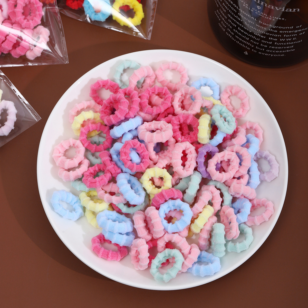 Children's anti-slip and non-hair-damaging towel ring, girl's thumb rubber band hair tie ring, high-elasticity rubber band baby hair tie Specification drawing