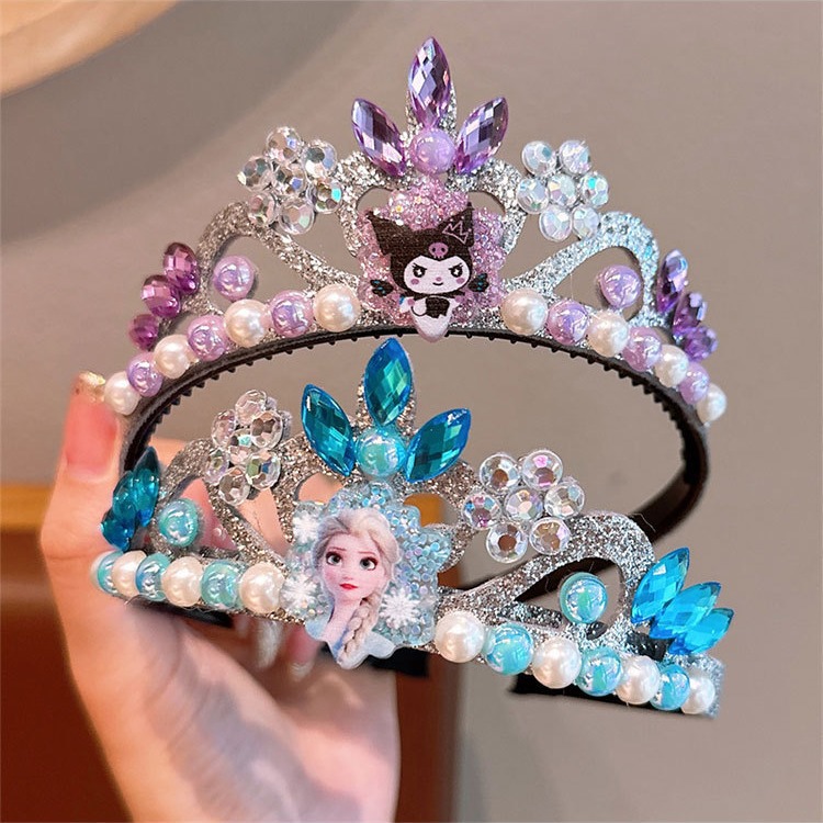A girl's Frozen headband, Elsa's crown, a children's girl's performance, cartoon Kuromi Melody's crown headwear Application Scenario