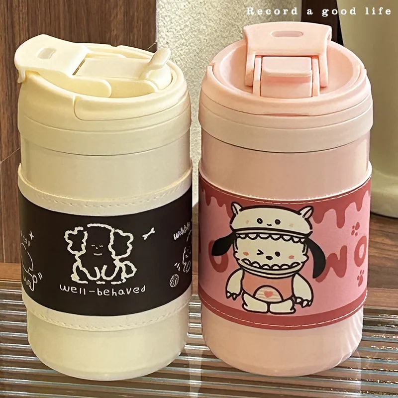 316 stainless steel straw cup, portable and cute children's hand-held water cup, insulated cup, high appearance level for girls, large capacity Specification drawing