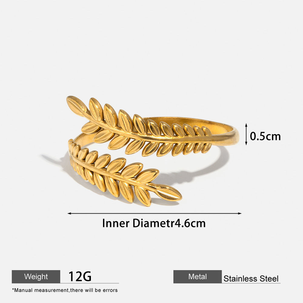 New leaf-shaped stainless steel open bracelet for women, simple and cold style, adjustable wheat ear bracelet, in stock in Yiwu Application Scenario