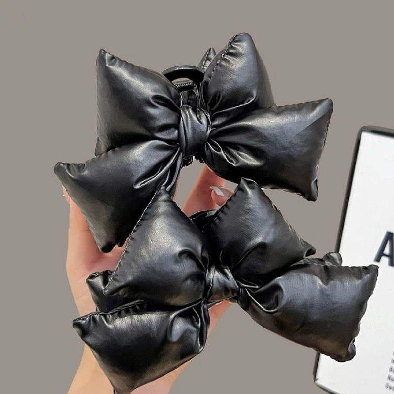 Three-dimensional cotton-filled bow clip, large hair volume, women's back of the head, 2024 new high-end shark clip full figure
