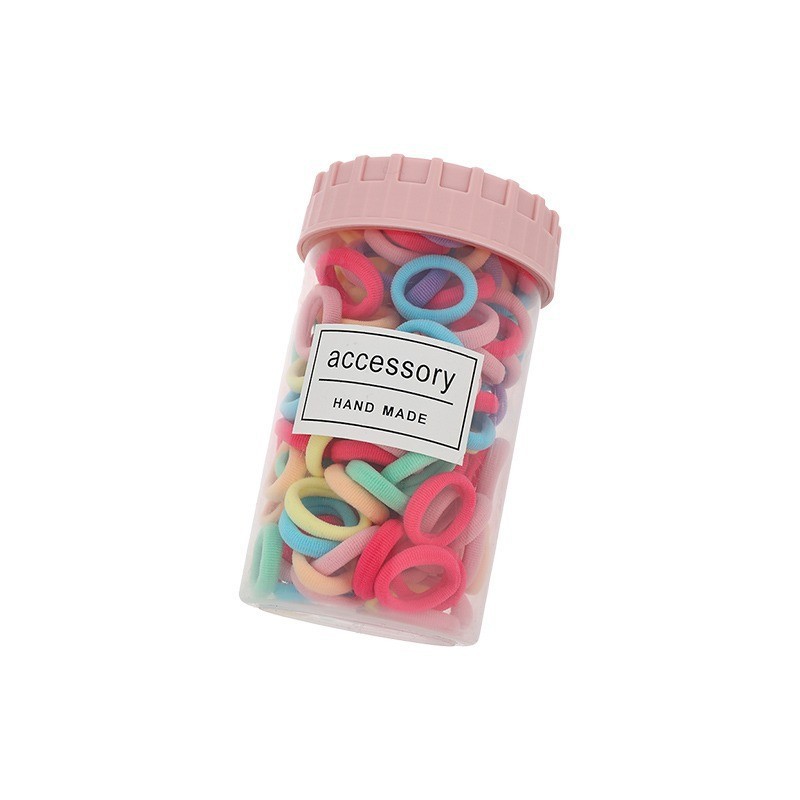 Children's candy-colored towel ring, 100-piece rubber band headwear, girls' hair tie ring, no hair damage for little girls Item Picture