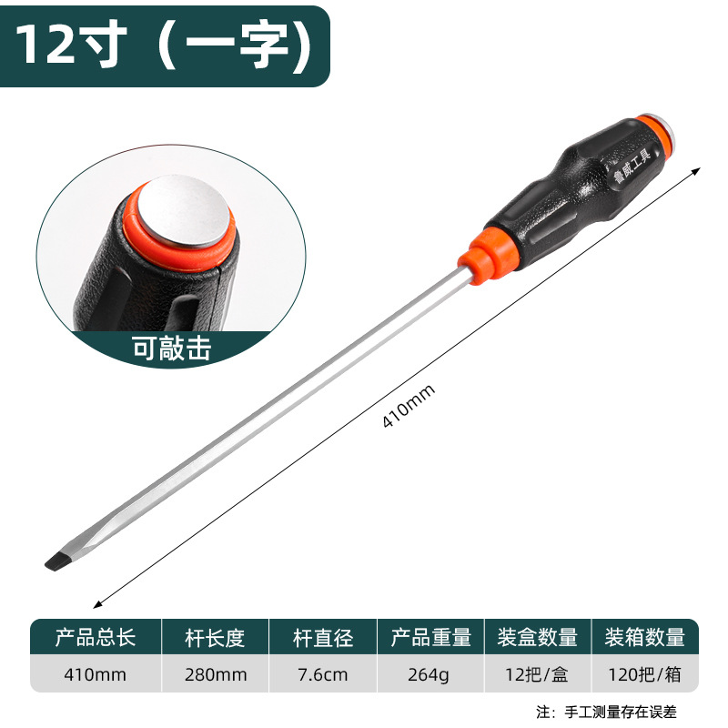 Luwei Tools' flat-head through-hole screwdriver can strike thickened cross-head screwdriver set and extended flat-head plum blossom screwdriver undefined