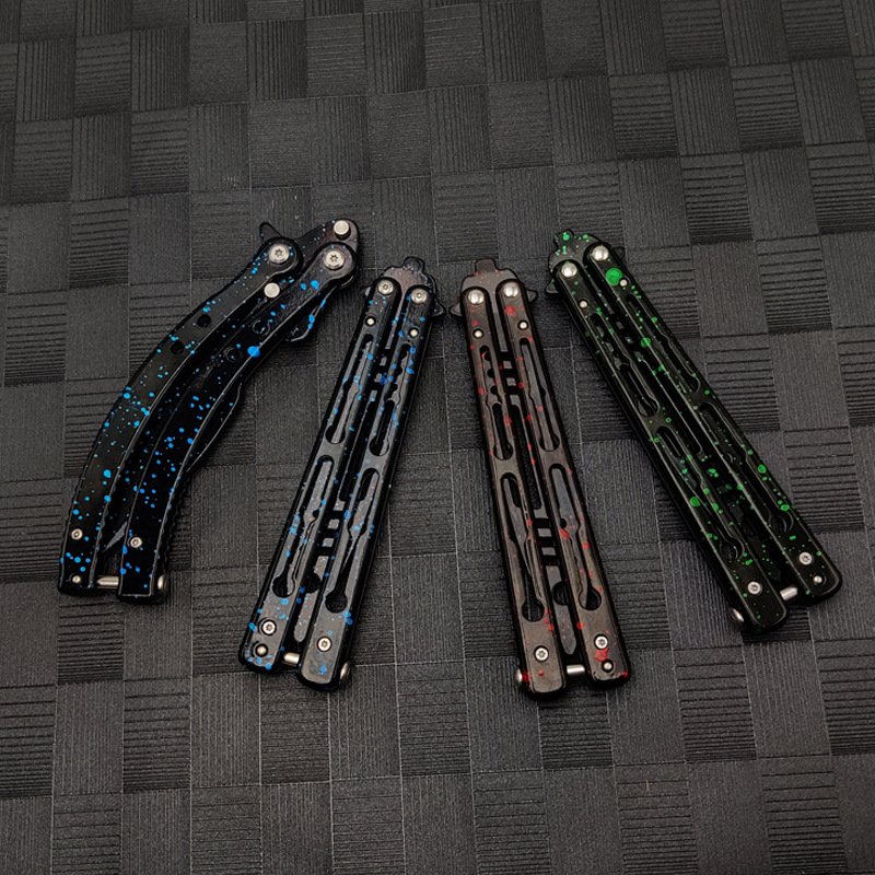 Butterfly knife practice knife, stainless steel ornamental knife, unopened, portable, reversible and deformable outdoor equipment Specification drawing