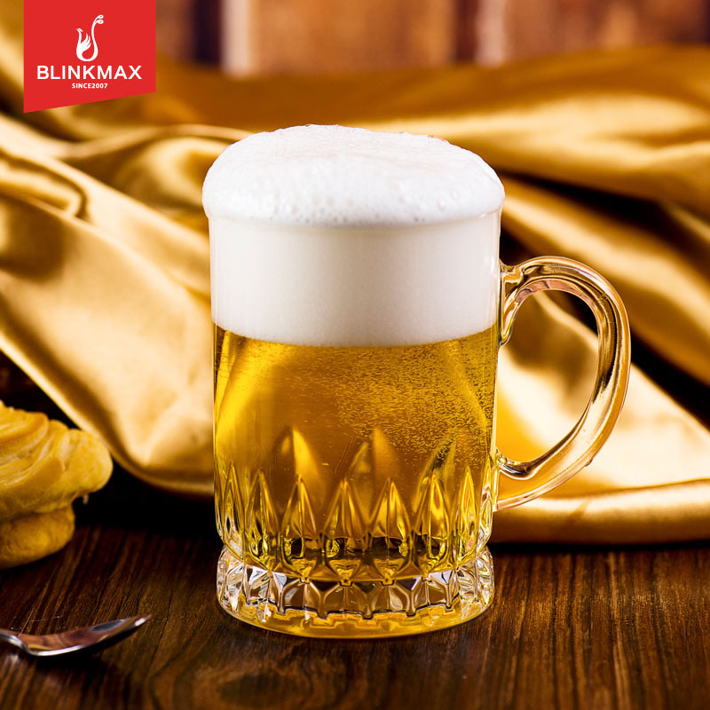 Lizun Beer handle cup, transparent gift glass water cup, bar juice drink cup, large capacity, can be printed with logo Specification drawing