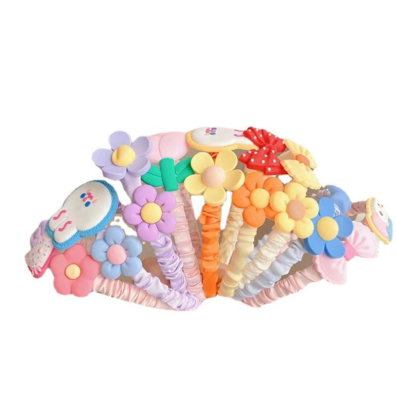 Children's cartoon flower cute candy-colored hair band little girl won't hurt her head fresh and sweet princess Korean version hair accessory for girls Item Picture