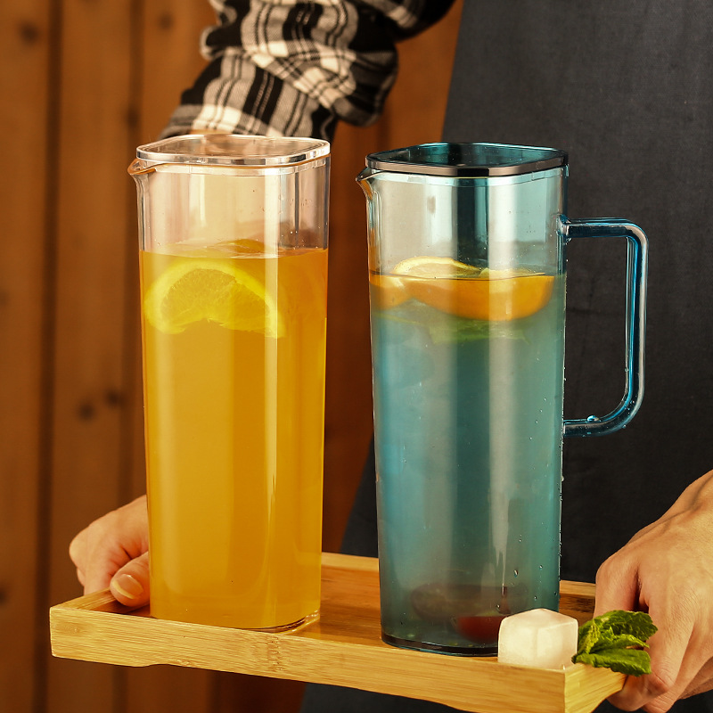 Cold water bottle, square cold water bottle, plastic PC acrylic heat-resistant transparent, restaurant, bar, beverage, juice, bottle, tie pot details Picture