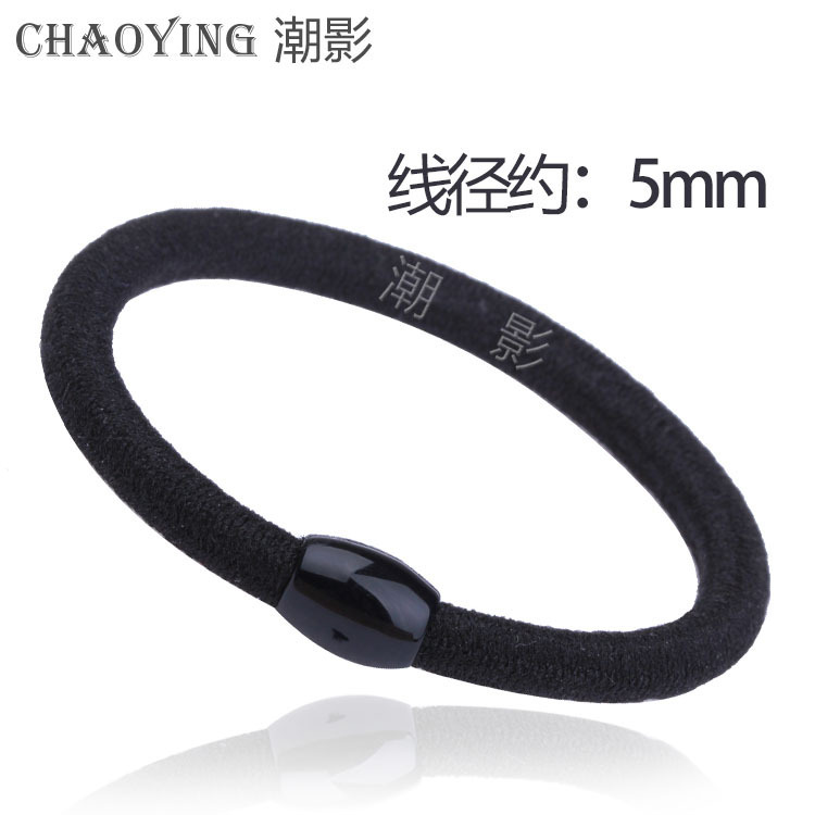 Korean version thick basic hair tie, black simple rubber band, high elasticity hair band, black bean hair tie and hair accessory, 2-yuan store supply Item Picture