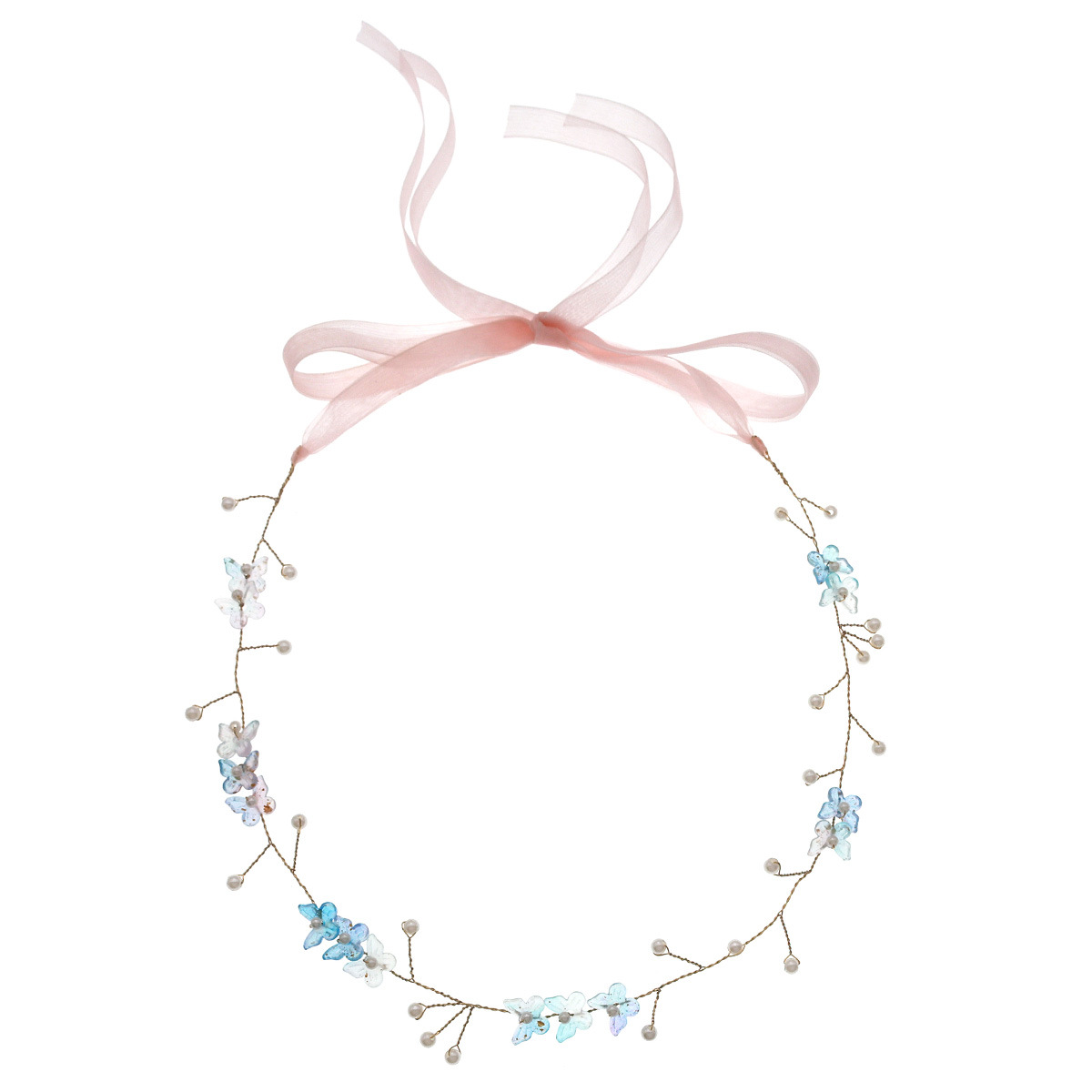 Korean-style simple bride hair bands, ancient-style beautiful pearl beaded hair accessories, forest-style handcrafted butterfly braided hair bands wholesale Item Picture