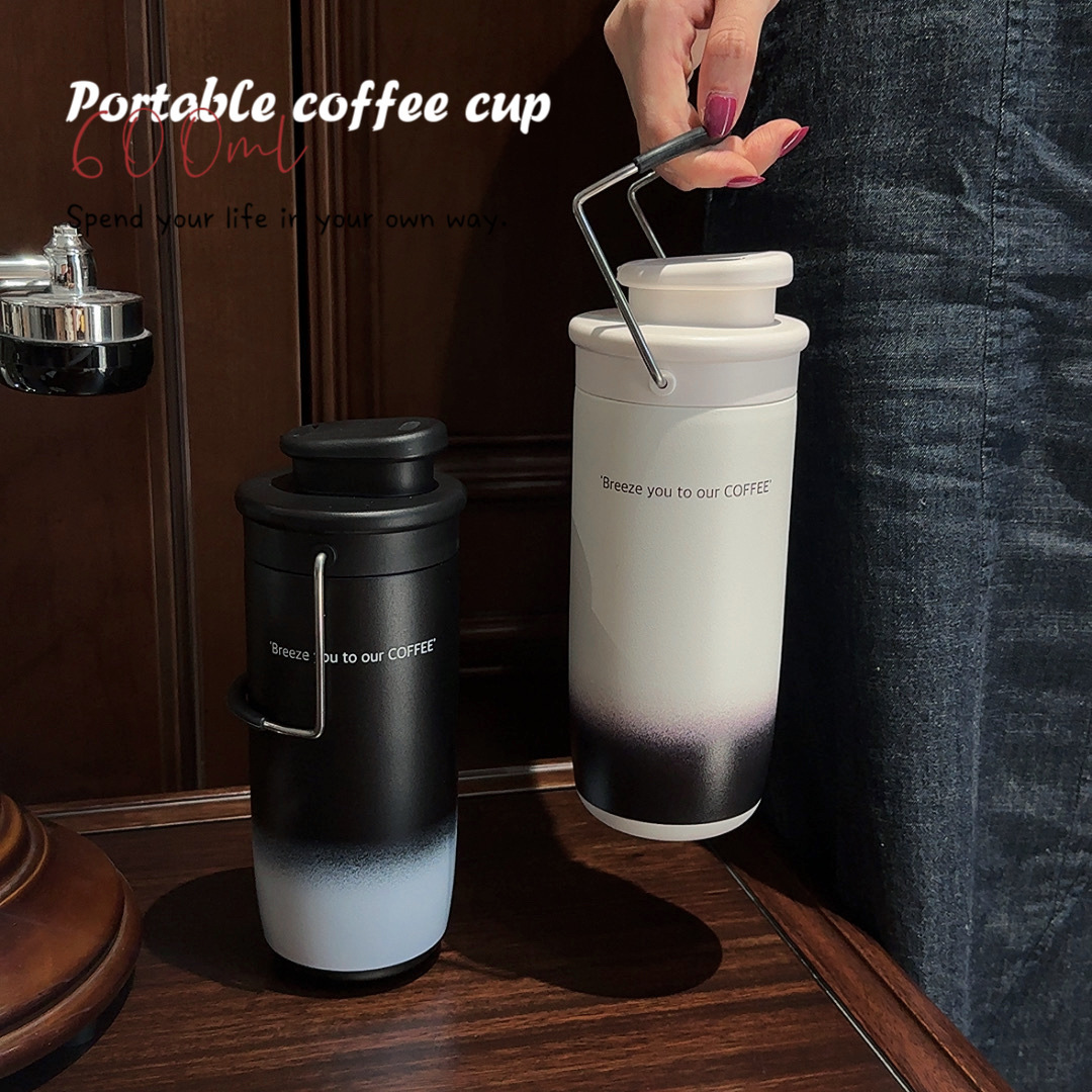 Cross-border 316 stainless steel insulated cup, high appearance level women's coffee cup, outdoor large-capacity car handle water cup details Picture