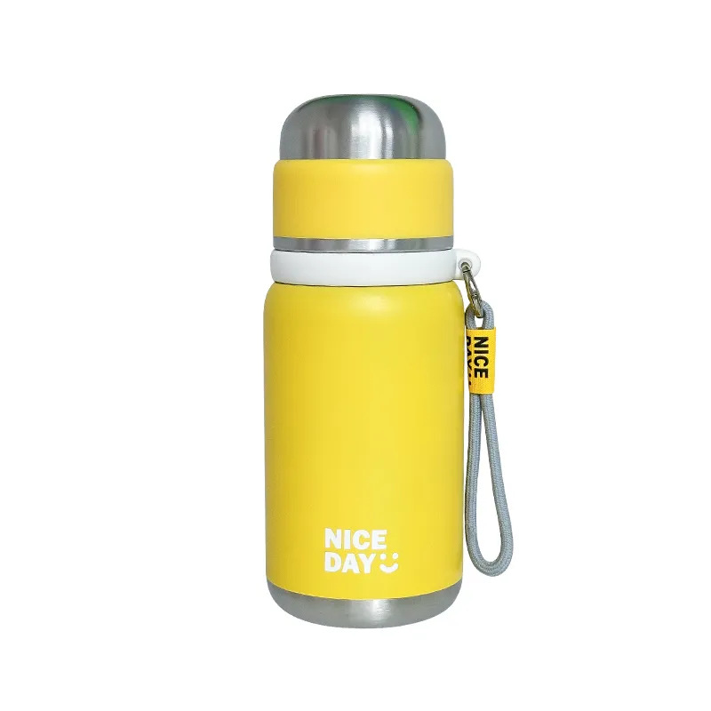 Simple and portable insulated cup, dual-purpose with one lid, outdoor tea cup, high appearance level for students, fashionable stainless steel cup Item Picture