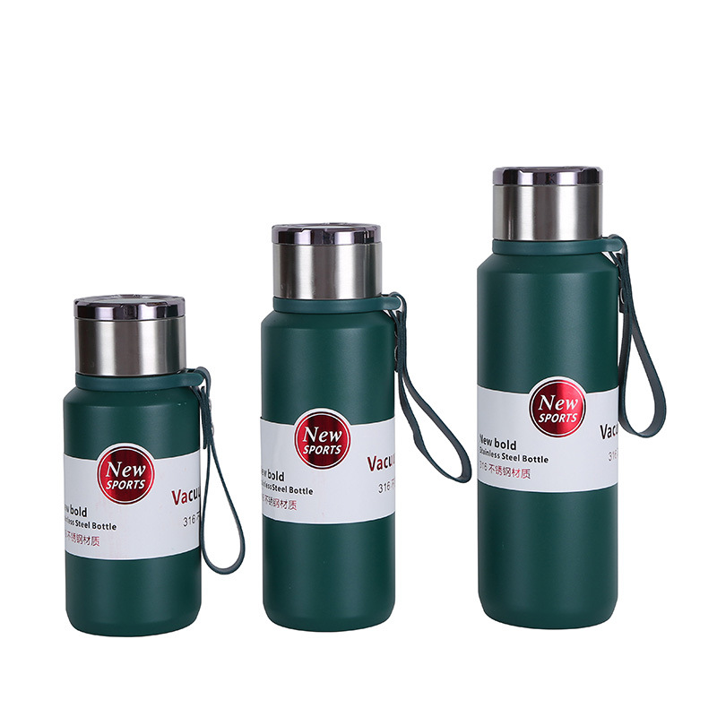 Cross-border stainless steel vacuum insulated cup, outdoor large-capacity portable mountaineering kettle, tea-water separation all-steel lid water bottle Item Picture