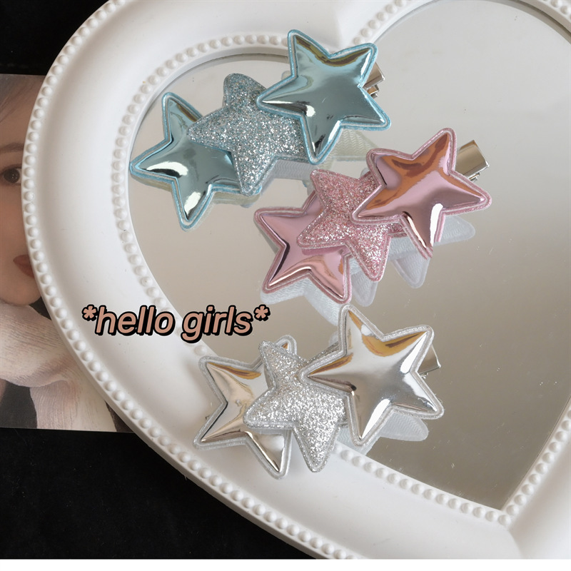 y2k Hot Girl, Stunning and cute star hair clip, student, Millennium, sweet and cool bangs clip, five-pointed star side clip hair accessory details Picture