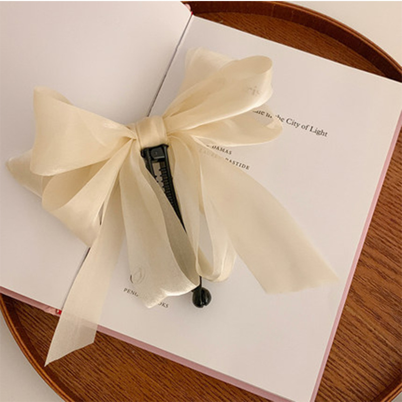 Korean version of ins banana clip, vertical clip, ponytail hair clip, bow headpiece at the back of the head, fresh and elegant, elastic horizontal clip Item Picture