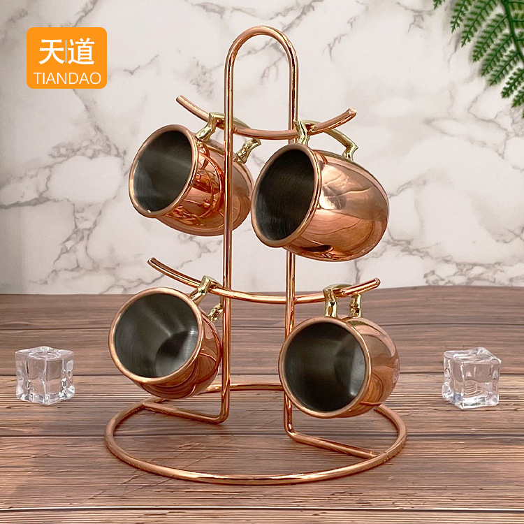 Stainless steel Moscow Mule Cup set 60ml one-mouthful beer mug for night drinking, party spirits and cocktails full figure