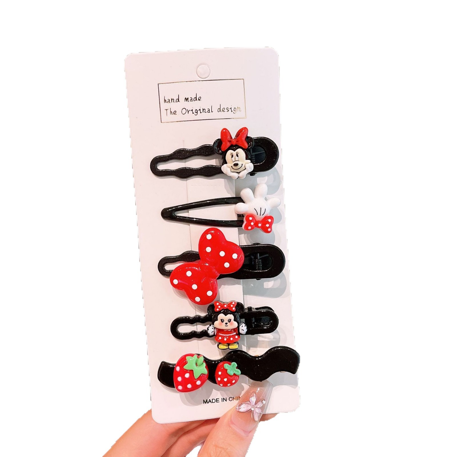 Children's cartoon Mickey hair clips, cute and seamless hair clips, side hair clipping clips, headwear, little girl hair accessory that won't damage hair Item Picture