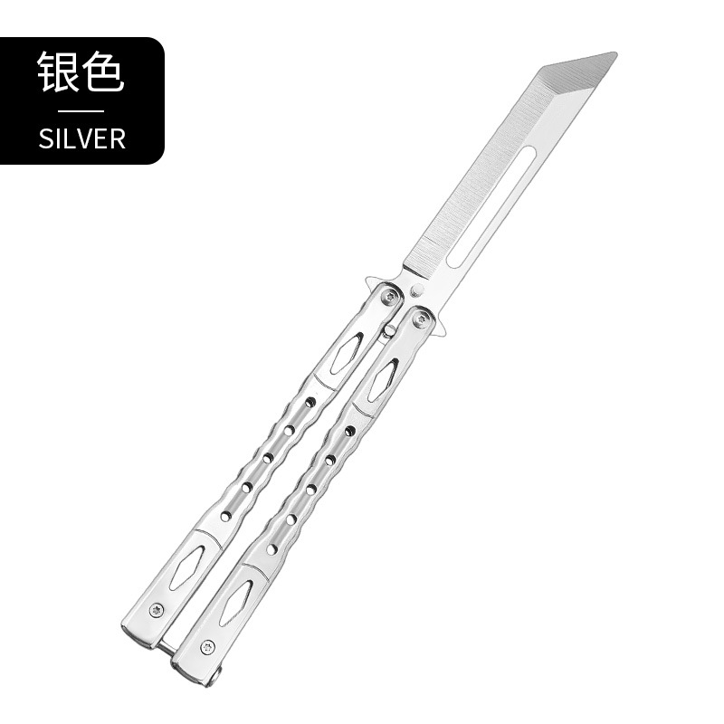 Beginner's butterfly knife csgo unedged stainless steel folding knife toy self-defense practice all-steel flower style training knife undefined
